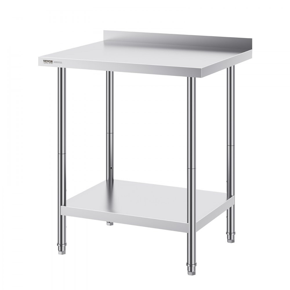 VEVOR Edelstahl-Arbeitstisch, gewerblicher Arbeitstisch zur Lebensmittelzubereitung, robuster Arbeitstisch mit einstellbarer Höhe für Restaurant, Zuhause und Hotel Zubereitungstisch 610 x 762 x 914 mm