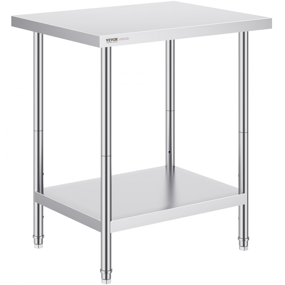 VEVOR Zubereitungstisch Edelstahl, Zubereitungstisch 610 x 762 x 864 mm, 318 kg Tragkraft, Arbeitstisch mit 3 einstellbaren Höhenstufen, gewerbliche Arbeitsstation für Küche, Restaurant, Hinterhof