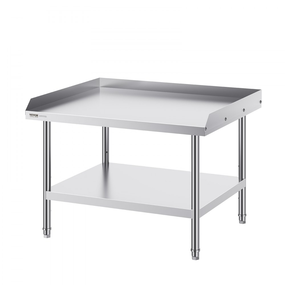 VEVOR Arbeitstisch Edelstahl, gewerblicher Arbeitstisch zur Lebensmittelzubereitung, 3-seitiger Spritzschutz, Arbeitstisch mit einstellbarer Höhe für Restaurants, Zuhause und Hotels 762 x 914 x 660 mm