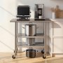 VEVOR Gasto Arbeitstisch 915 x 610 x 864 mm, Edelstahltisch mit 3 Ebenen & Rollen & Höhenverstellbaren Ablagen Belastbarkeit Top 227 kg & 2 Unterablagen je 191 kg Vorbereitungstisch für Restaurant