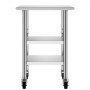 VEVOR Gasto Arbeitstisch 915 x 610 x 864 mm, Edelstahltisch mit 3 Ebenen & Rollen & Höhenverstellbaren Ablagen Belastbarkeit Top 227 kg & 2 Unterablagen je 191 kg Vorbereitungstisch für Restaurant