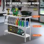 VEVOR Lebensmittel-Zubereitungstisch aus Edelstahl, 356 x 1219 x 864 mm gewerblicher Küchenarbeitstisch, mit 2 verstellbaren Unterregalen, Zubereitungstisch für Grill, Küche, Zuhause und Garage
