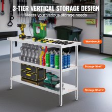 VEVOR Edelstahl-Lebensmittelzubereitungstisch Küchentisch Arbeitstisch 457x1219mm