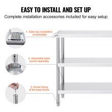 VEVOR Edelstahl-Lebensmittelzubereitungstisch Gewerblicher Küchen-Arbeitstisch
