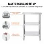 VEVOR Lebensmittel-Zubereitungstisch Edelstahl, Arbeitstisch für gewerbliche Küchen, mit 2 verstellbaren Unterregalen, 356 x 610 x 864 mm Zubereitungstisch aus Metall für Grill, Küche, Zuhause
