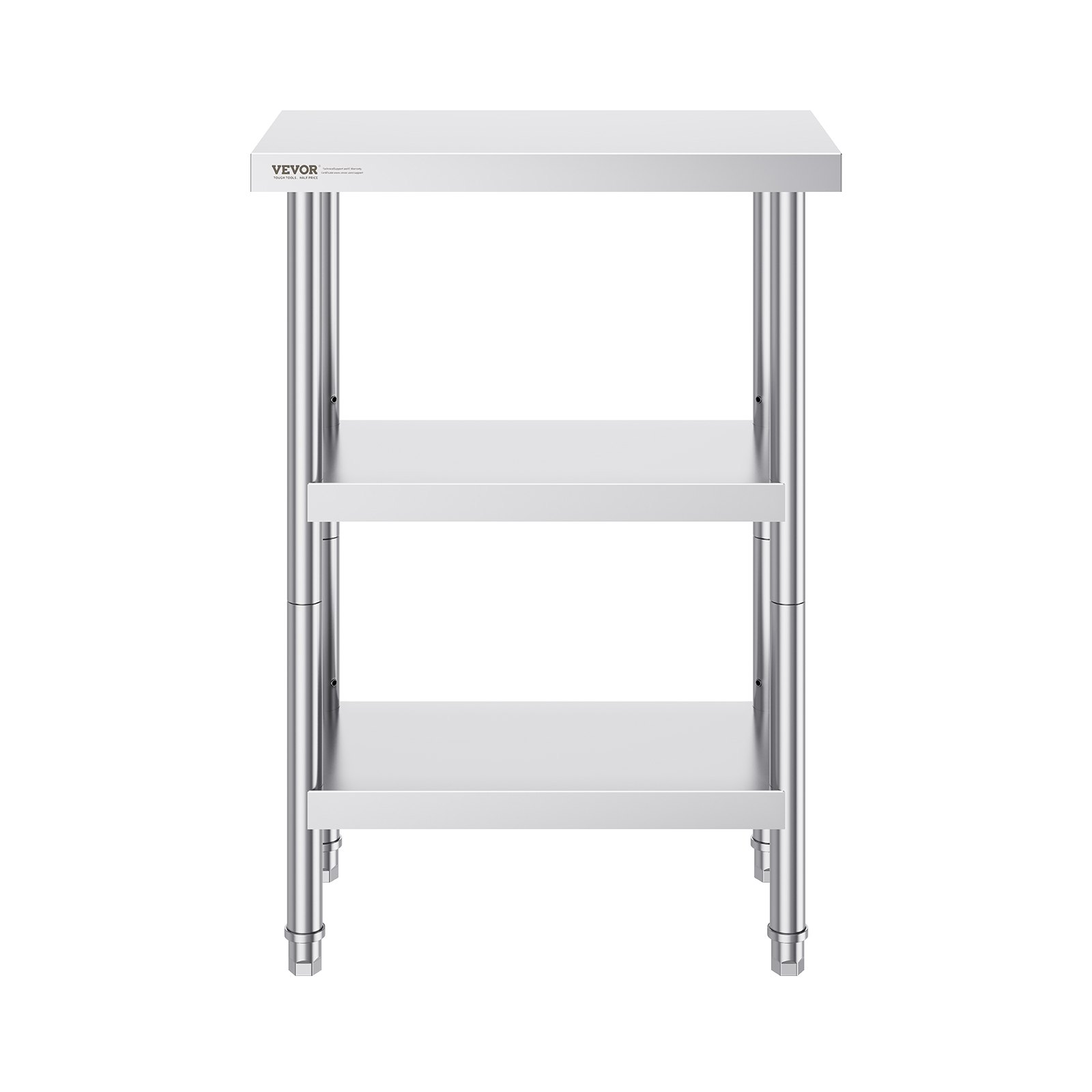 VEVOR Lebensmittel-Zubereitungstisch Edelstahl, Arbeitstisch für gewerbliche Küchen, mit 2 verstellbaren Unterregalen, 356 x 610 x 864 mm Zubereitungstisch aus Metall für Grill, Küche, Zuhause