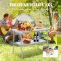 Kommerzieller Arbeitstisch von VEVOR für ein Picknick im Freien mit Essen und Getränken.