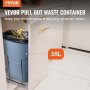 VEVOR Einzelausziehbarer Abfallbehälter, Küchenabfalleimer, 35 l, mit Absenkautomatik, Grau