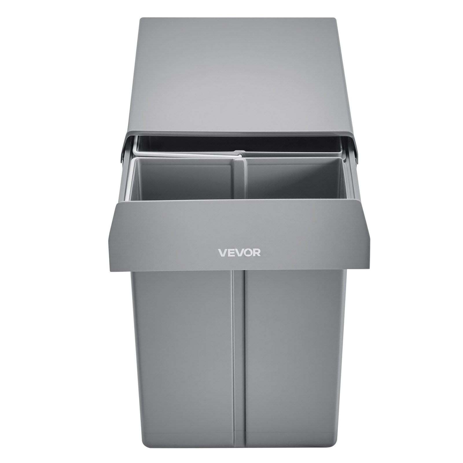 VEVOR Extendable Waste Bin for Kitchen Cabinets (20 L x 2) Double Under-Sink Waste Bin, Undermounted Bin, with Robust Full Extension Metal Sliding System and Handle