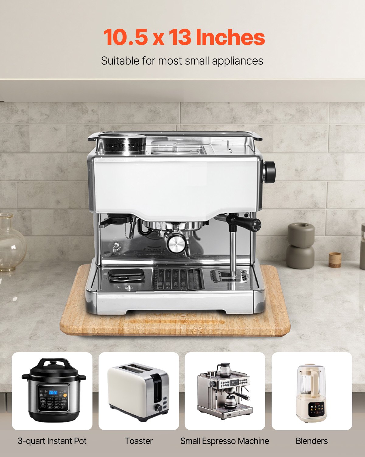 VEVOR Gleitbrett, 26,7x33 cm, Brett mit Gummirädern und hohlem Griff, leicht zu reinigen, Slider-Brett, Geräte-Rollbrett, leicht bewegliche Unterlage für Kaffeemaschine, Küchenmaschine