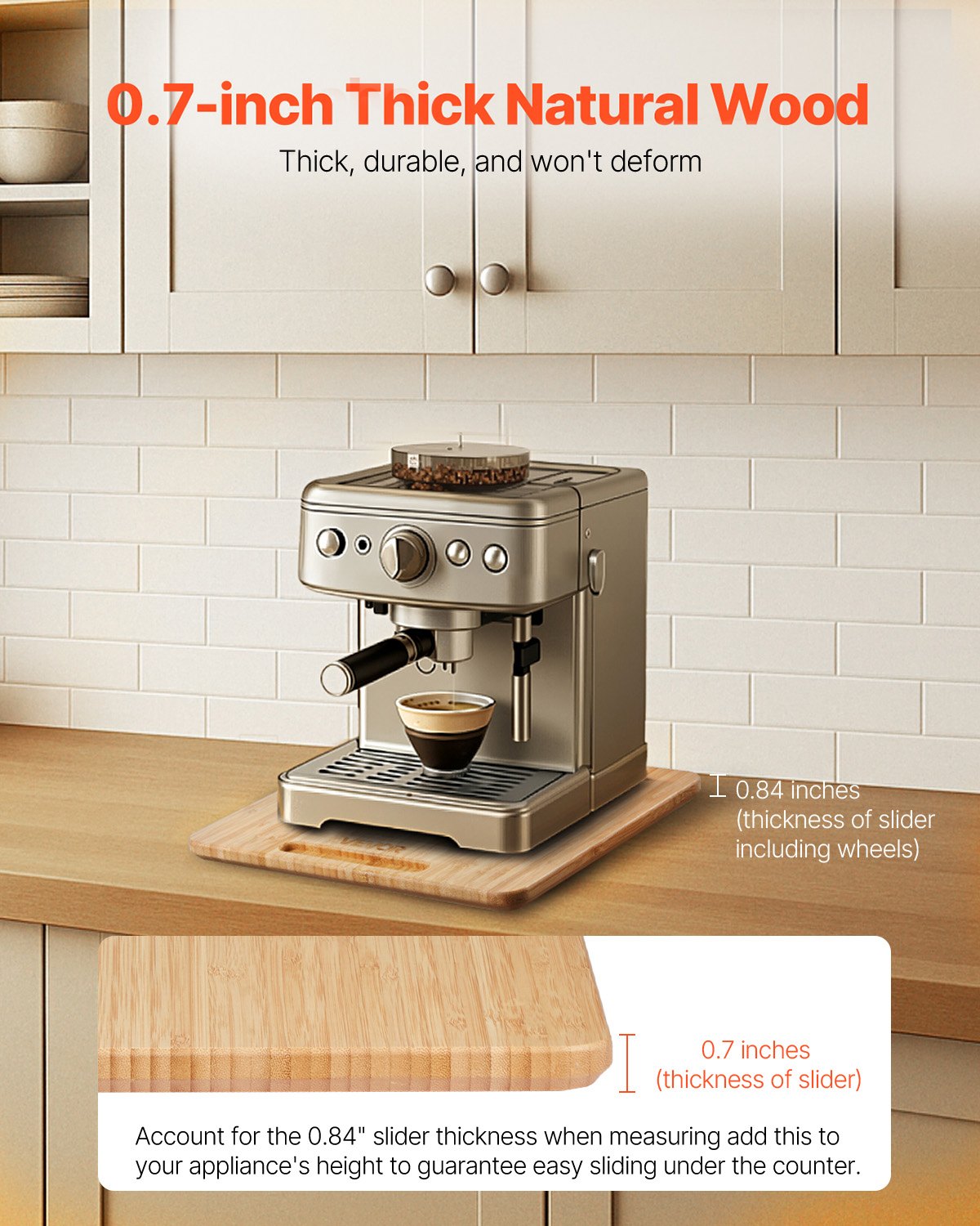 VEVOR Gleitbrett, 26,7x33 cm, Brett mit Gummirädern und hohlem Griff, leicht zu reinigen, Slider-Brett, Geräte-Rollbrett, leicht bewegliche Unterlage für Kaffeemaschine, Küchenmaschine