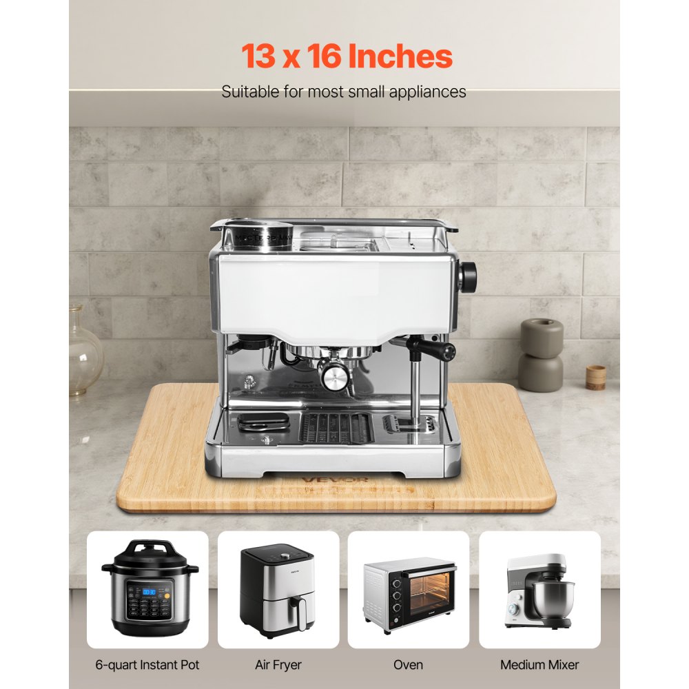 VEVOR Gleitbrett, 33x40,6 cm, Brett mit Gummirädern und hohlem Griff, leicht zu reinigen, Slider-Brett, Geräte-Rollbrett, leicht bewegliche Unterlage für Kaffeemaschine, Küchenmaschine