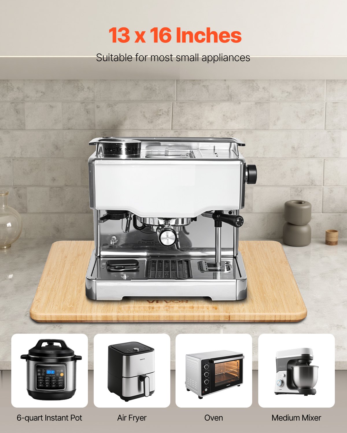 VEVOR Gleitbrett, 33x40,6 cm, Brett mit Gummirädern und hohlem Griff, leicht zu reinigen, Slider-Brett, Geräte-Rollbrett, leicht bewegliche Unterlage für Kaffeemaschine, Küchenmaschine