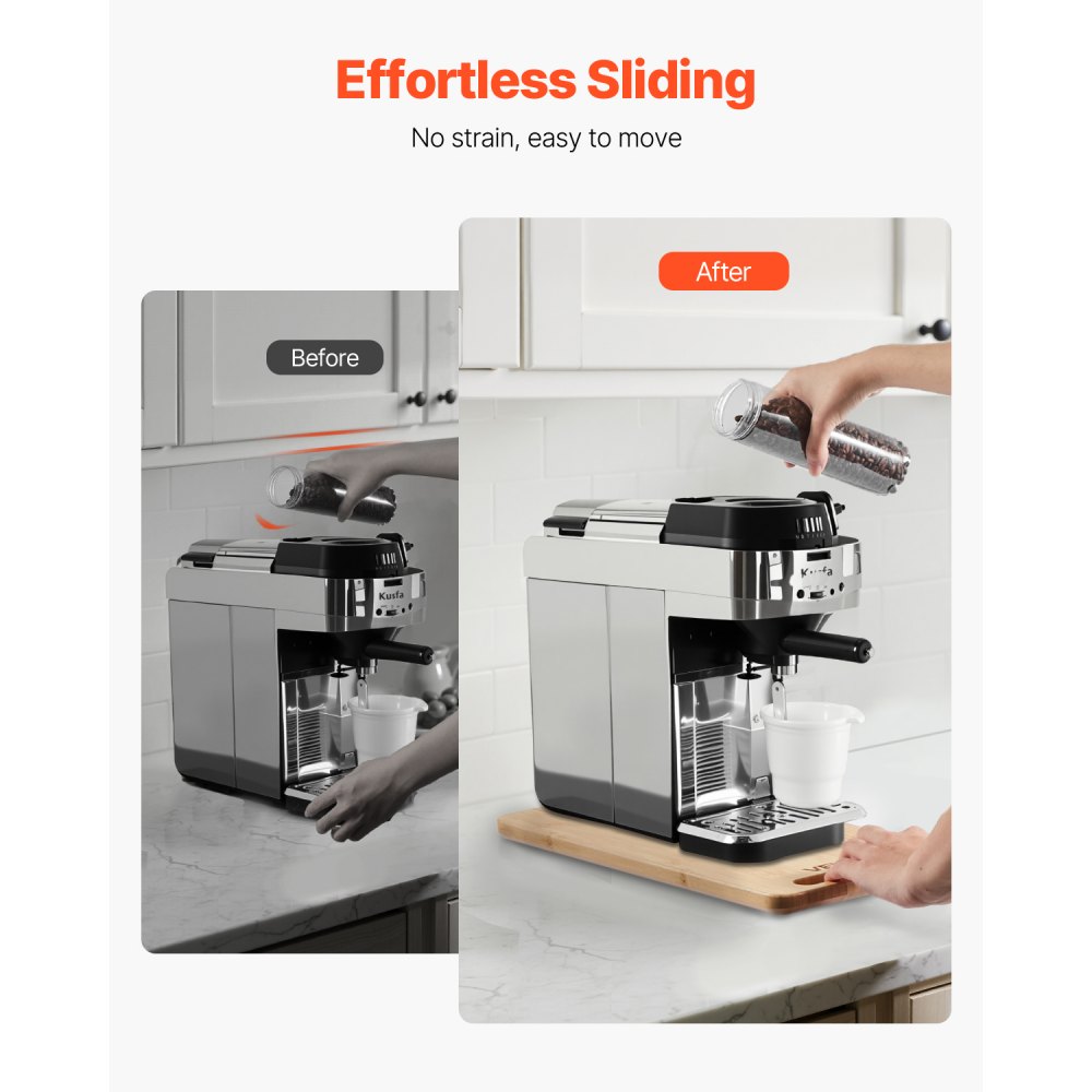 VEVOR Gleitbrett, 36,8x19,1 cm, Brett mit Gummirädern und hohlem Griff, leicht zu reinigen, Slider-Brett, Geräte-Rollbrett, leicht bewegliche Unterlage für Kaffeemaschine, Küchenmaschine