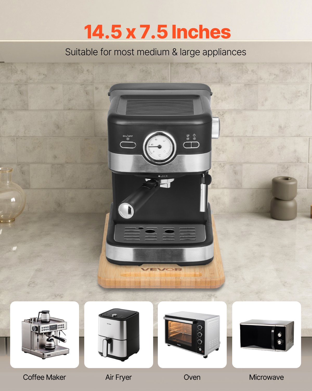 VEVOR Gleitbrett, 36,8x19,1 cm, Brett mit Gummirädern und hohlem Griff, leicht zu reinigen, Slider-Brett, Geräte-Rollbrett, leicht bewegliche Unterlage für Kaffeemaschine, Küchenmaschine