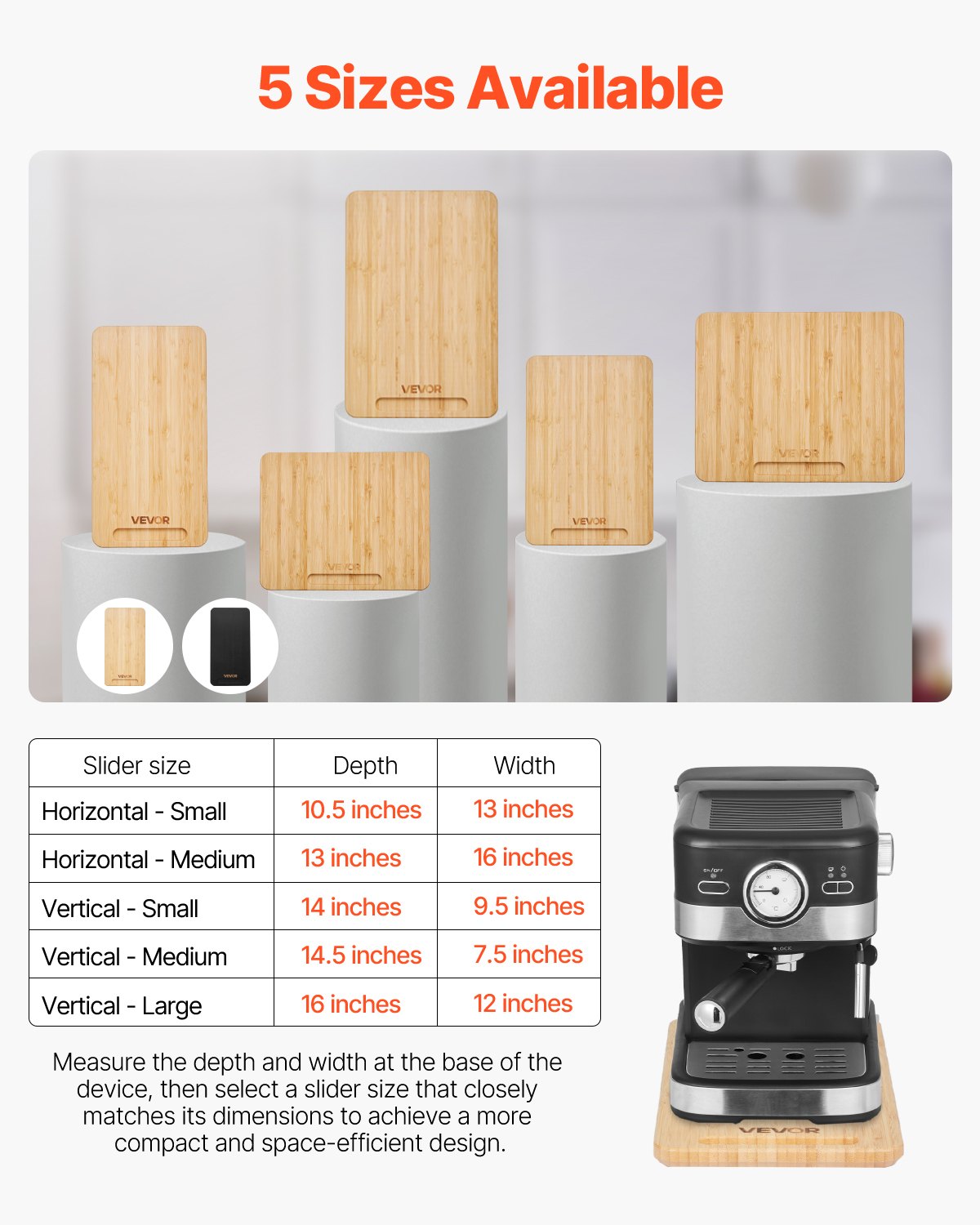 VEVOR Gleitbrett, 36,8x19,1 cm, Brett mit Gummirädern und hohlem Griff, leicht zu reinigen, Slider-Brett, Geräte-Rollbrett, leicht bewegliche Unterlage für Kaffeemaschine, Küchenmaschine