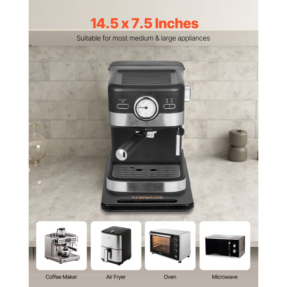 VEVOR Gleitbrett, 36,8x19,1 cm, Brett mit Gummirädern und hohlem Griff, leicht zu reinigen, Slider-Brett, Geräte-Rollbrett, leicht bewegliche Unterlage für Kaffeemaschine, Küchenmaschine, Schwarz