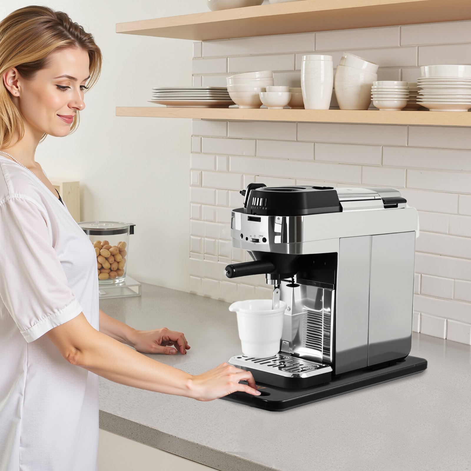 VEVOR Gleitbrett, 36,8x19,1 cm, Brett mit Gummirädern und hohlem Griff, leicht zu reinigen, Slider-Brett, Geräte-Rollbrett, leicht bewegliche Unterlage für Kaffeemaschine, Küchenmaschine, Schwarz