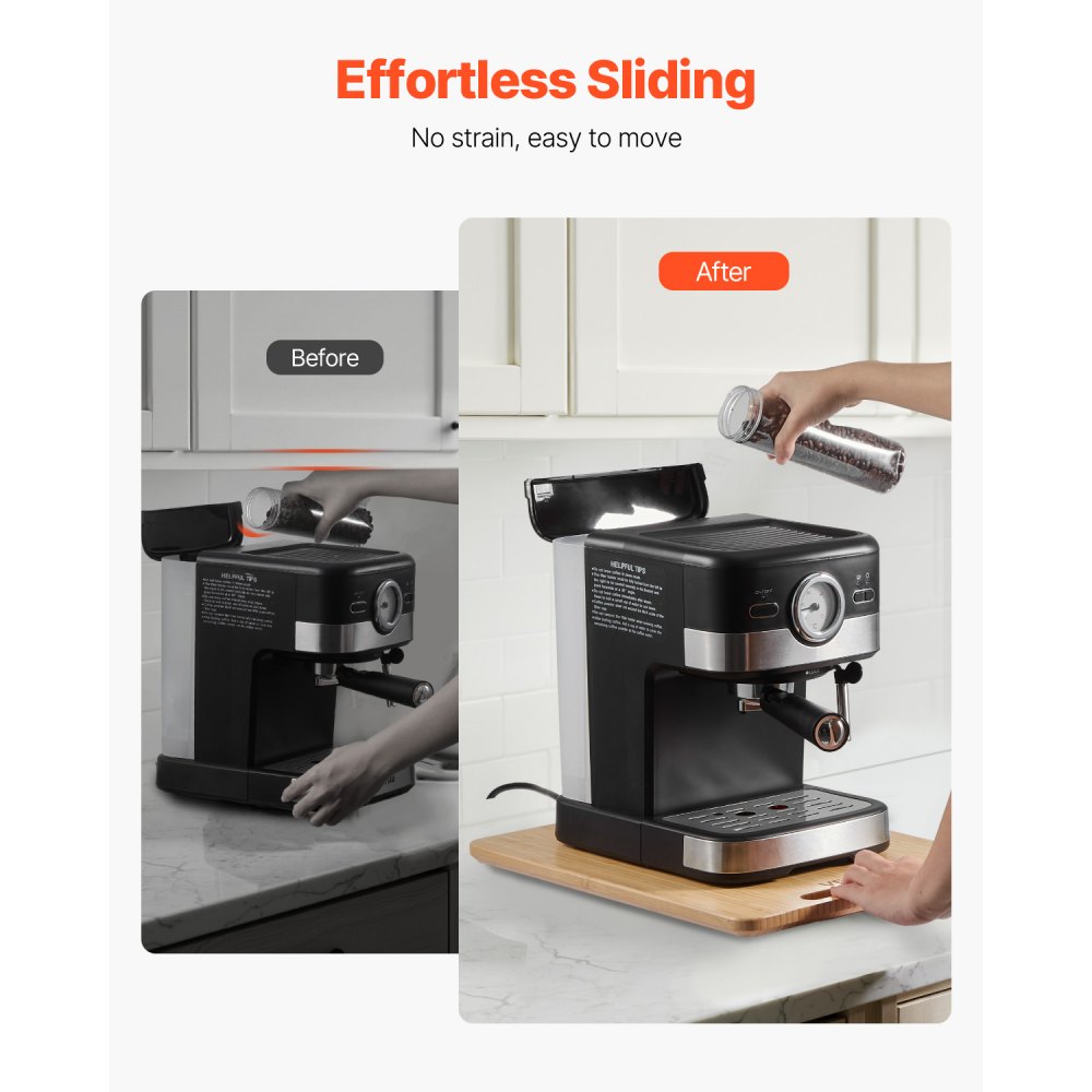 VEVOR sliding board, 406x305 mm, board with rubber wheels and hollow handle, easy to clean, slider board, appliance rolling board, easily movable base for coffee machine, food processor