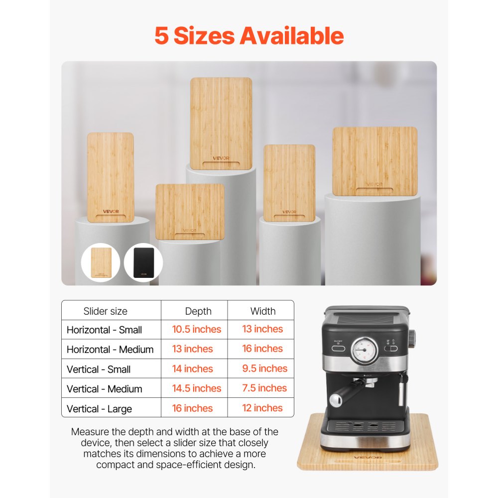 VEVOR sliding board, 406x305 mm, board with rubber wheels and hollow handle, easy to clean, slider board, appliance rolling board, easily movable base for coffee machine, food processor