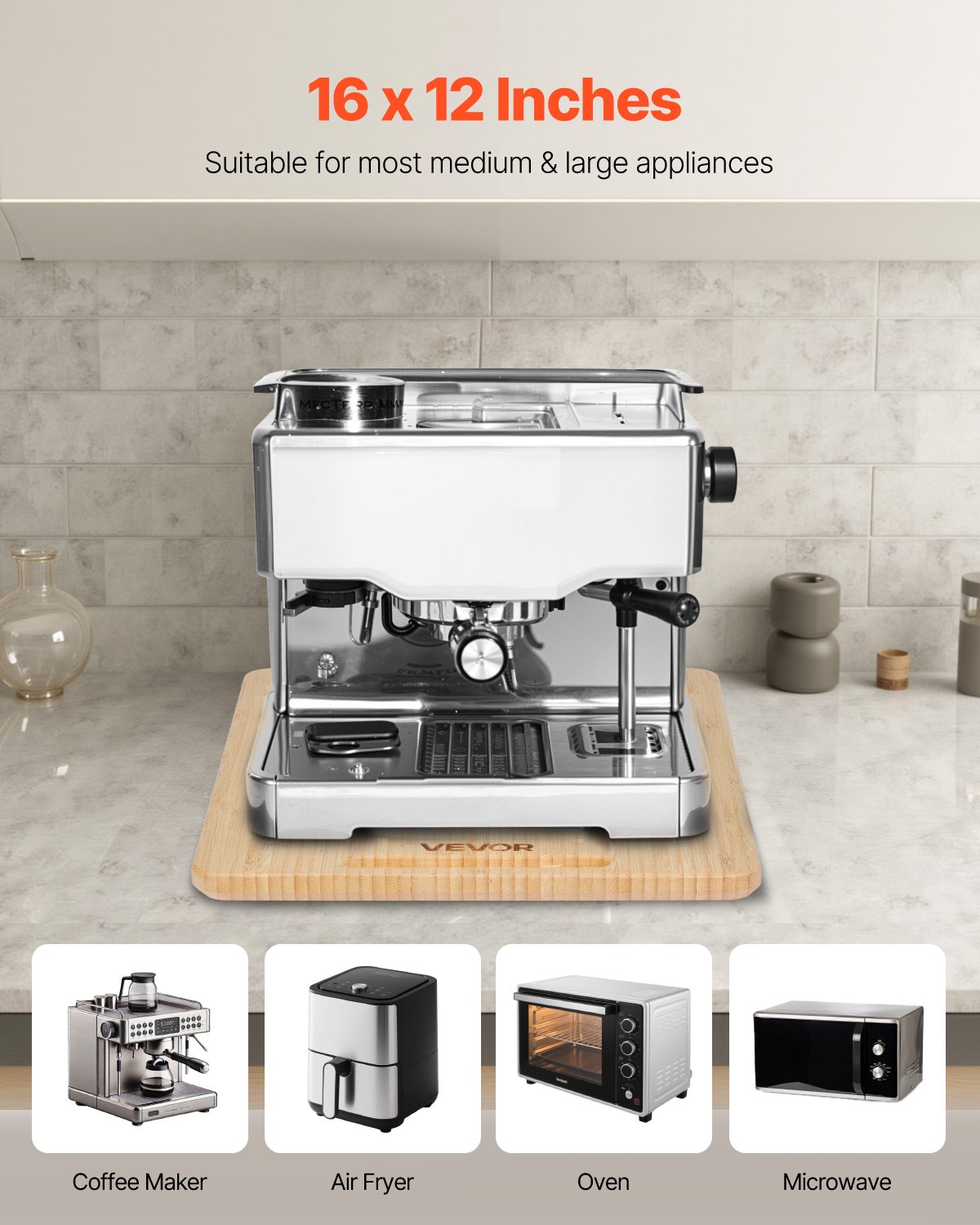 VEVOR Gleitbrett, 406x305 mm, Brett mit Gummirädern und hohlem Griff, leicht zu reinigen, Slider-Brett, Geräte-Rollbrett, leicht bewegliche Unterlage für Kaffeemaschine, Küchenmaschine