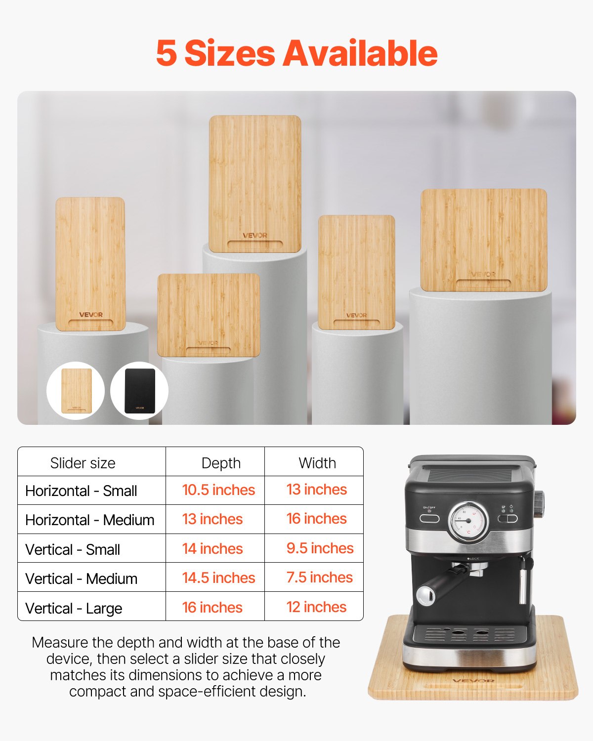 VEVOR Gleitbrett, 406x305 mm, Brett mit Gummirädern und hohlem Griff, leicht zu reinigen, Slider-Brett, Geräte-Rollbrett, leicht bewegliche Unterlage für Kaffeemaschine, Küchenmaschine