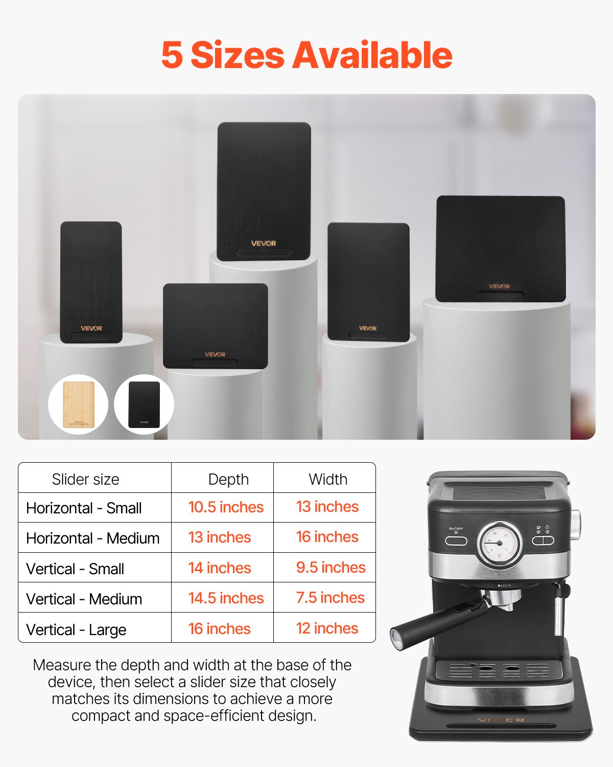 VEVOR Gleitbrett, 406x305 mm, Brett mit Gummirädern & hohlem Griff, einfach zu reinigen, Slider-Brett, Geräte-Rollbrett, leicht bewegliche Unterlage für Kaffeemaschine, Küchenmaschine, Schwarz