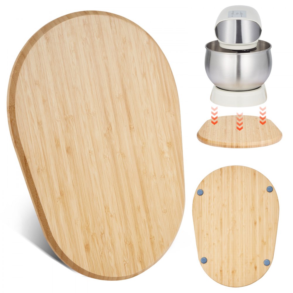 VEVOR Brett, oval, 399x282x23 mm, Unterlage kompatibel mit Standmixer, Bambusbrett mit PTFE-Füße, verhindert Dampfschäden an Schränken, Holzbrett, ideal für Küchenmaschine
