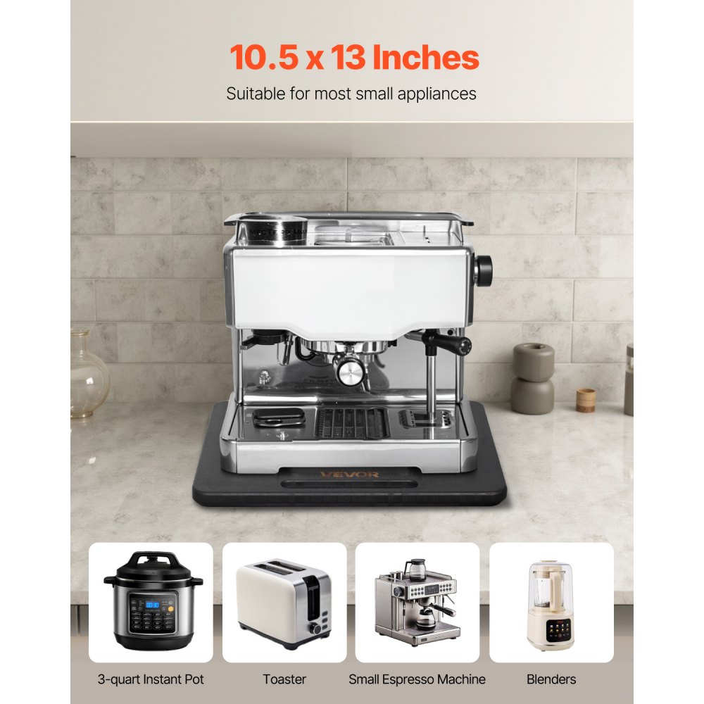 VEVOR Sliding Board, 26.7x33 cm, Board with Rubber Wheels & Hollow Handle, Easy to Clean, Slider Board, Appliance Rolling Board, Easily Movable Base for Coffee Maker, Food Processor, Black