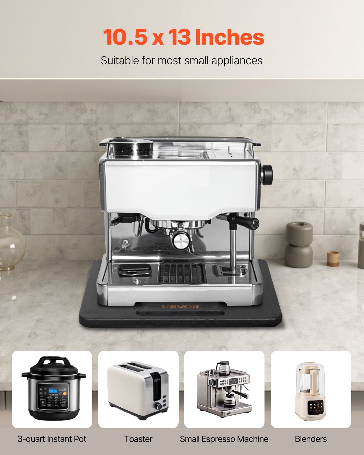 VEVOR Gleitbrett, 26,7x33 cm, Brett mit Gummirädern & hohlem Griff, einfach zu reinigen, Slider-Brett, Geräte-Rollbrett, leicht bewegliche Unterlage für Kaffeemaschine, Küchenmaschine, Schwarz