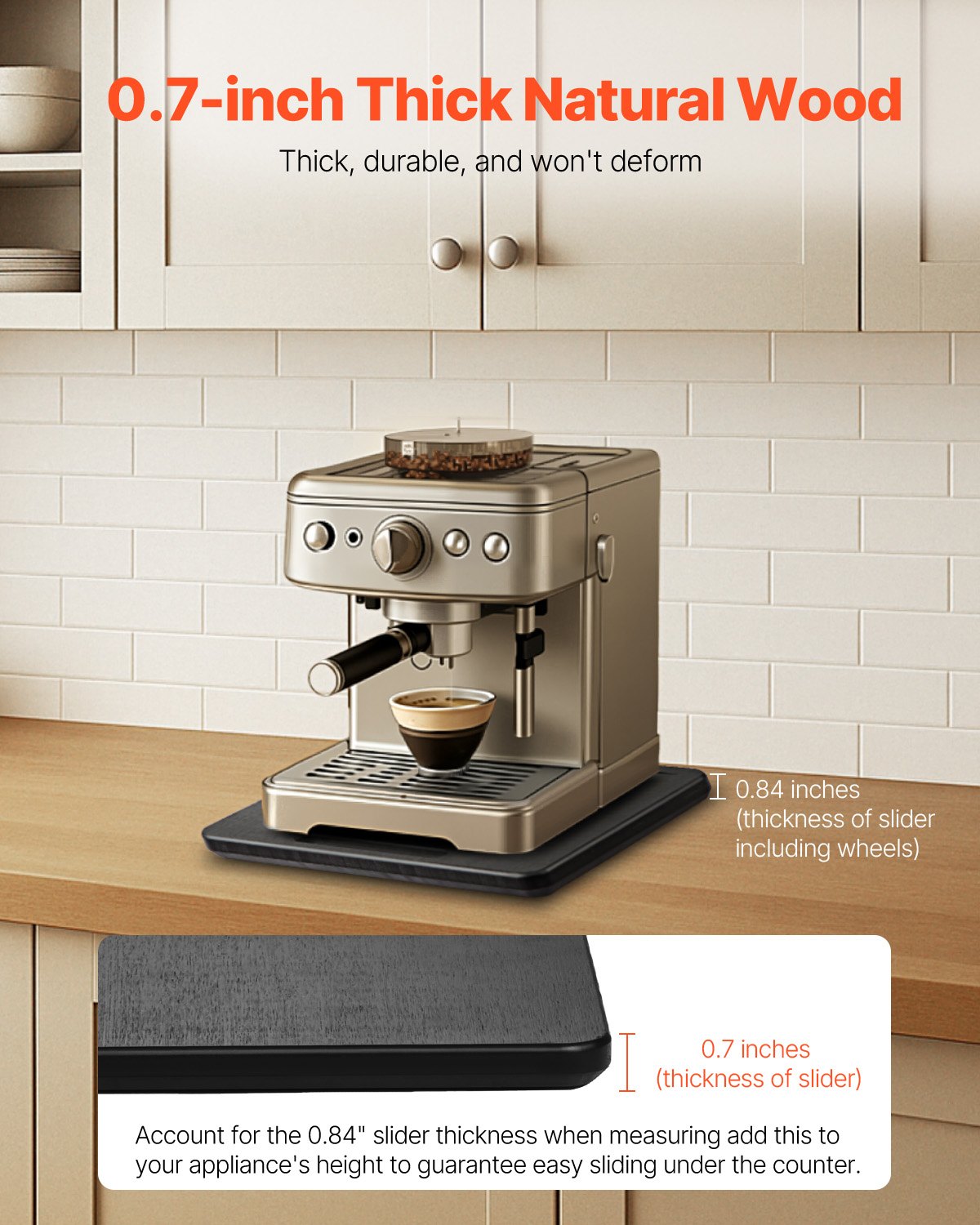 VEVOR Gleitbrett, 26,7x33 cm, Brett mit Gummirädern & hohlem Griff, einfach zu reinigen, Slider-Brett, Geräte-Rollbrett, leicht bewegliche Unterlage für Kaffeemaschine, Küchenmaschine, Schwarz