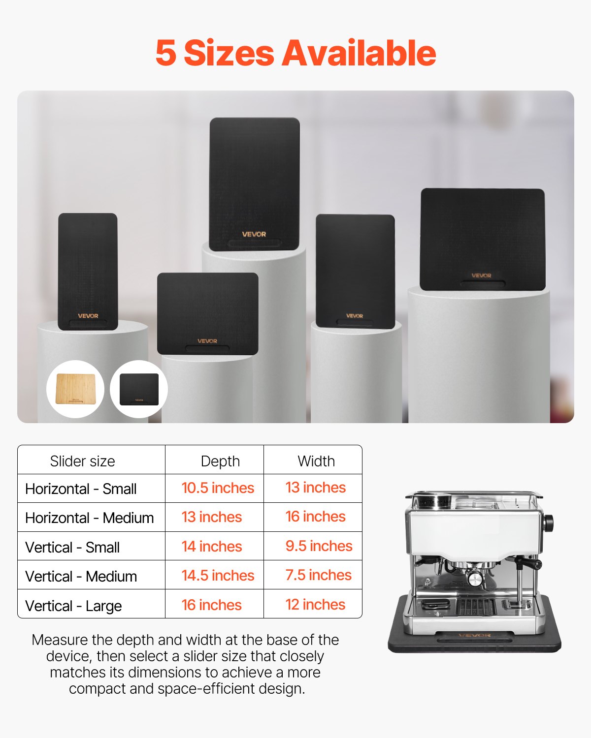 VEVOR Gleitbrett, 26,7x33 cm, Brett mit Gummirädern & hohlem Griff, einfach zu reinigen, Slider-Brett, Geräte-Rollbrett, leicht bewegliche Unterlage für Kaffeemaschine, Küchenmaschine, Schwarz