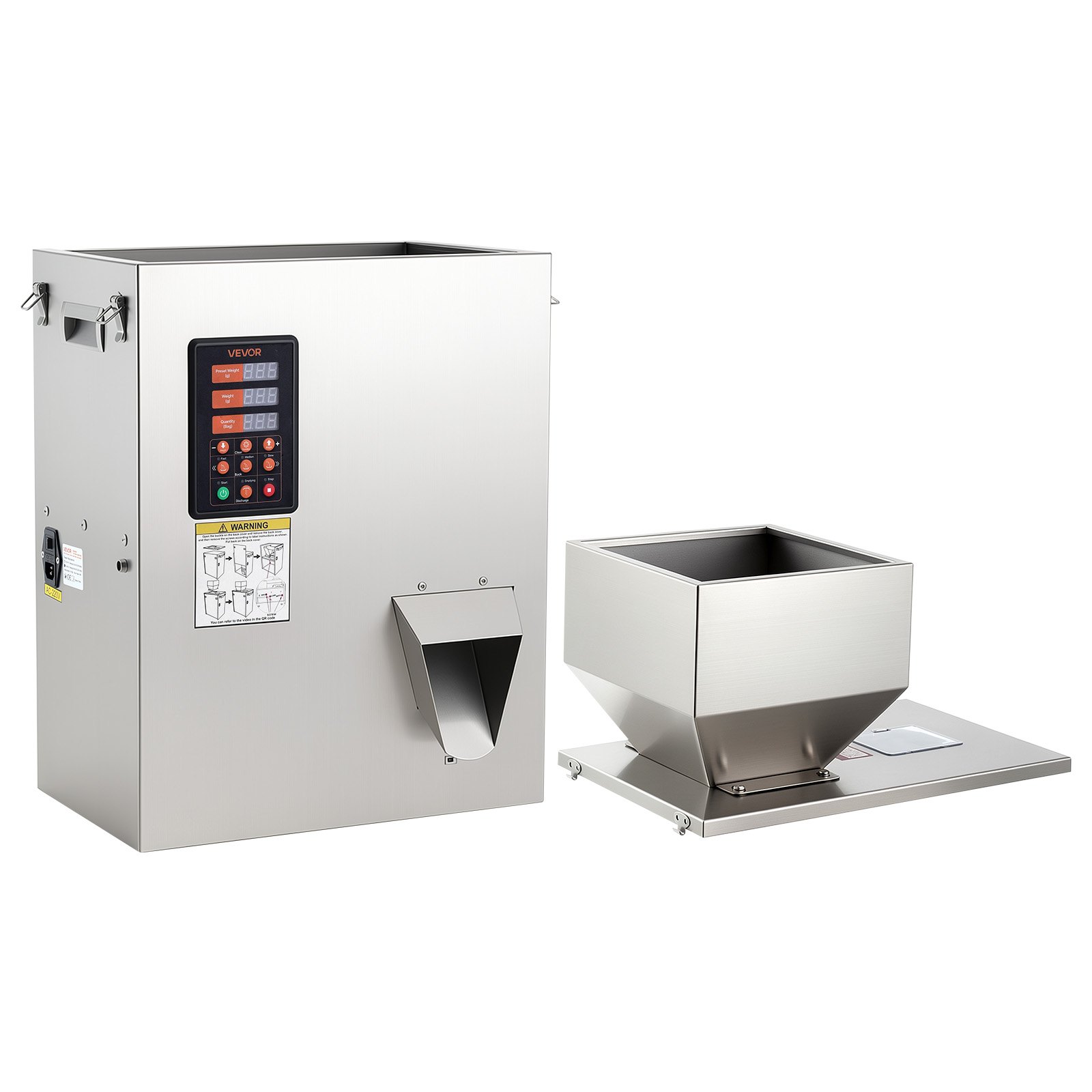 VEVOR Pulverabfüllmaschine Partikelspender Pulverfüller Automatisch 10-500g, Intelligentes Wiegen & Abfüllen, Edelstahlkonstruktion, Hohe Genauigkeit, Ideal für Nüsse Samen Tee Kaffeebohnen Gewürze Mehl
