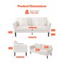 VEVOR Loveseat-Sofa Couch mit zwei Sitzen (176 cm), modernes kleines Cord-Sofa mit mit gewundener Federung & weichen Kissen & stabilem Rahmen für Schlafzimmer, Büro oder Wohnung, weiß