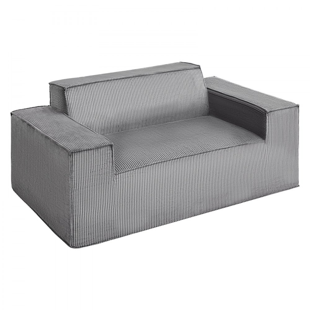 VEVOR Loveseat-Sofa Couch mit zwei Sitzen (160 cm breit), modernes kleines Cord-Sofa mit Taschenfedern & weichem Kissen für Schlafzimmer Büro Wohnung, kein Zusammenbau erforderlich, grau