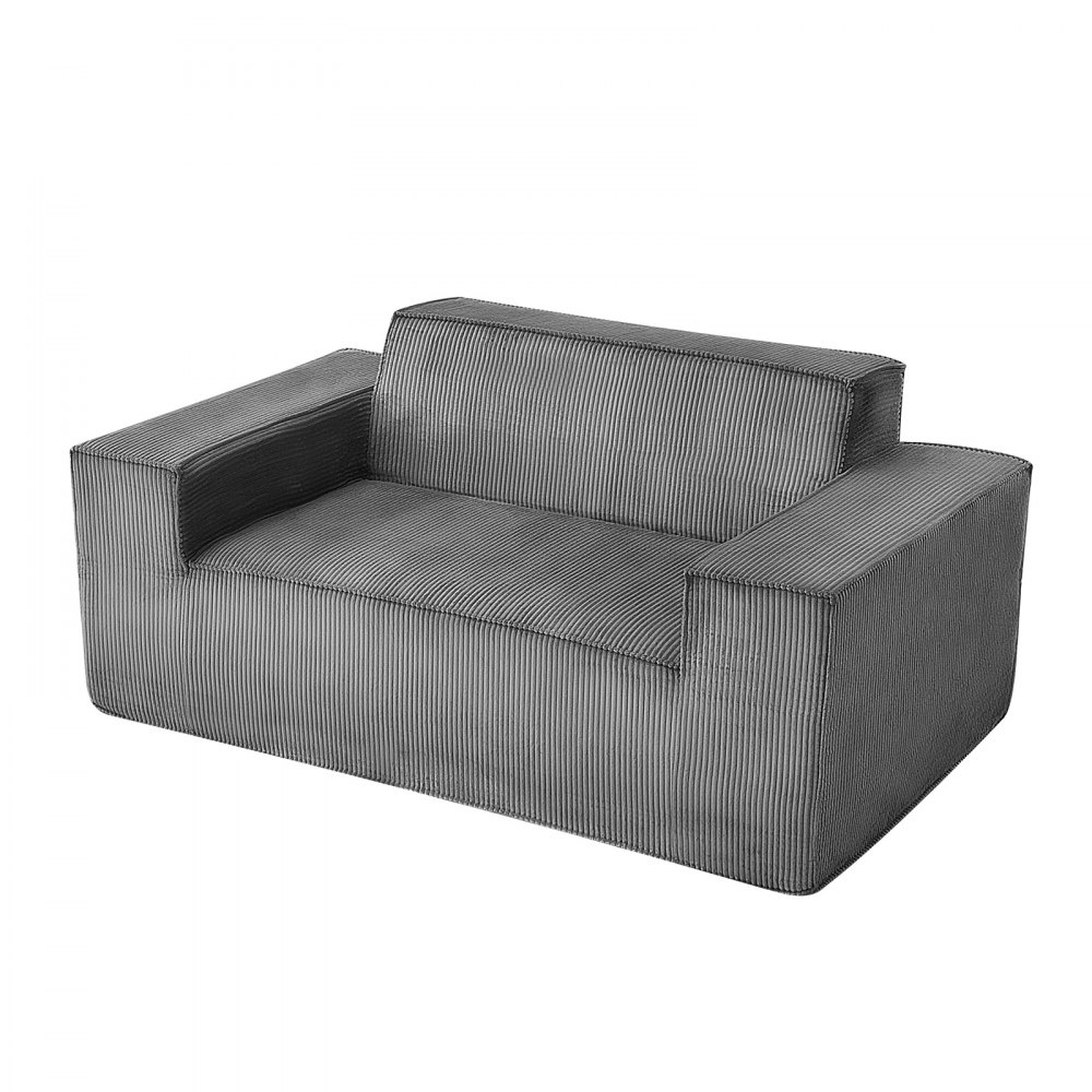 VEVOR Loveseat-Sofa Couch mit zwei Sitzen (160 cm breit), modernes kleines Cord-Sofa mit Taschenfedern & weichem Kissen für Schlafzimmer Büro Wohnung, kein Zusammenbau erforderlich, grau