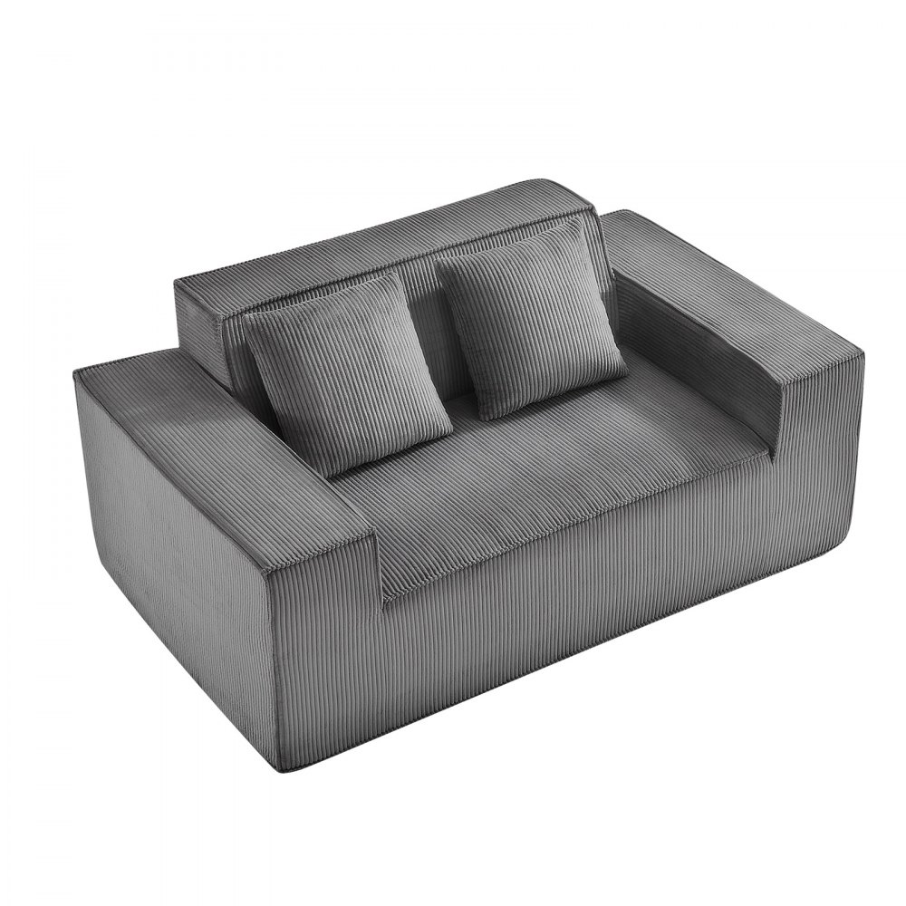 VEVOR Loveseat-Sofa Couch mit zwei Sitzen (160 cm breit), modernes kleines Cord-Sofa mit Taschenfedern & weichem Kissen für Schlafzimmer Büro Wohnung, kein Zusammenbau erforderlich, grau