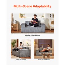 VEVOR Loveseat-Sofa Couch mit zwei Sitzen (160 cm breit), modernes kleines Cord-Sofa mit Taschenfedern & weichem Kissen für Schlafzimmer Büro Wohnung, kein Zusammenbau erforderlich, grau