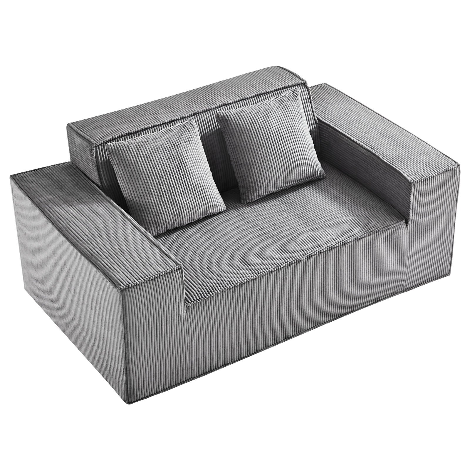 VEVOR Loveseat-Sofa Couch mit zwei Sitzen (160 cm breit), modernes kleines Cord-Sofa mit Taschenfedern & weichem Kissen für Schlafzimmer Büro Wohnung, kein Zusammenbau erforderlich, grau