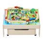 VEVOR Holz Aktivitätstisch, 100-teilig, Eisenbahntisch mit rollender Schublade, 3-in-1-Holzeisenbahn-Set zum Spielen, Malen, Lesen, Essen, kreatives Spielzeug-Set für Kinder ab 3 Jahren