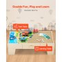 VEVOR Holz Aktivitätstisch, 62-teilig, Kindertisch mit großer Schublade, 3-in-1-Eisenbahnset zum Spielen, Malen, Lesen, Essen, kreatives Spielzeugset für Kinder ab 3 Jahren