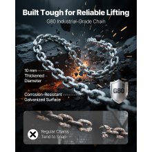 VEVOR Hebelzug, 3 T Kapazität, Handkettenzug, 3 m Hub, Hebezug G80-Legierungsstahlkette mit mechanischer Doppelsperrklinkenbremse, 360° drehbare Haken, Ratschenzug für Lagerhaus, Bau, Garage