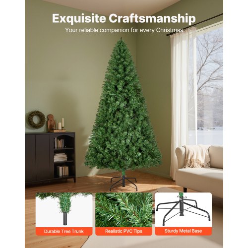 VEVOR Weihnachtsbaum knstlich, 1,8 m Tannenbaum, PVC Christbaum,  Naturgetreu, mit 1250 Zweigspitzen und stabilem Metallstnder fr die  Dekoration von ...