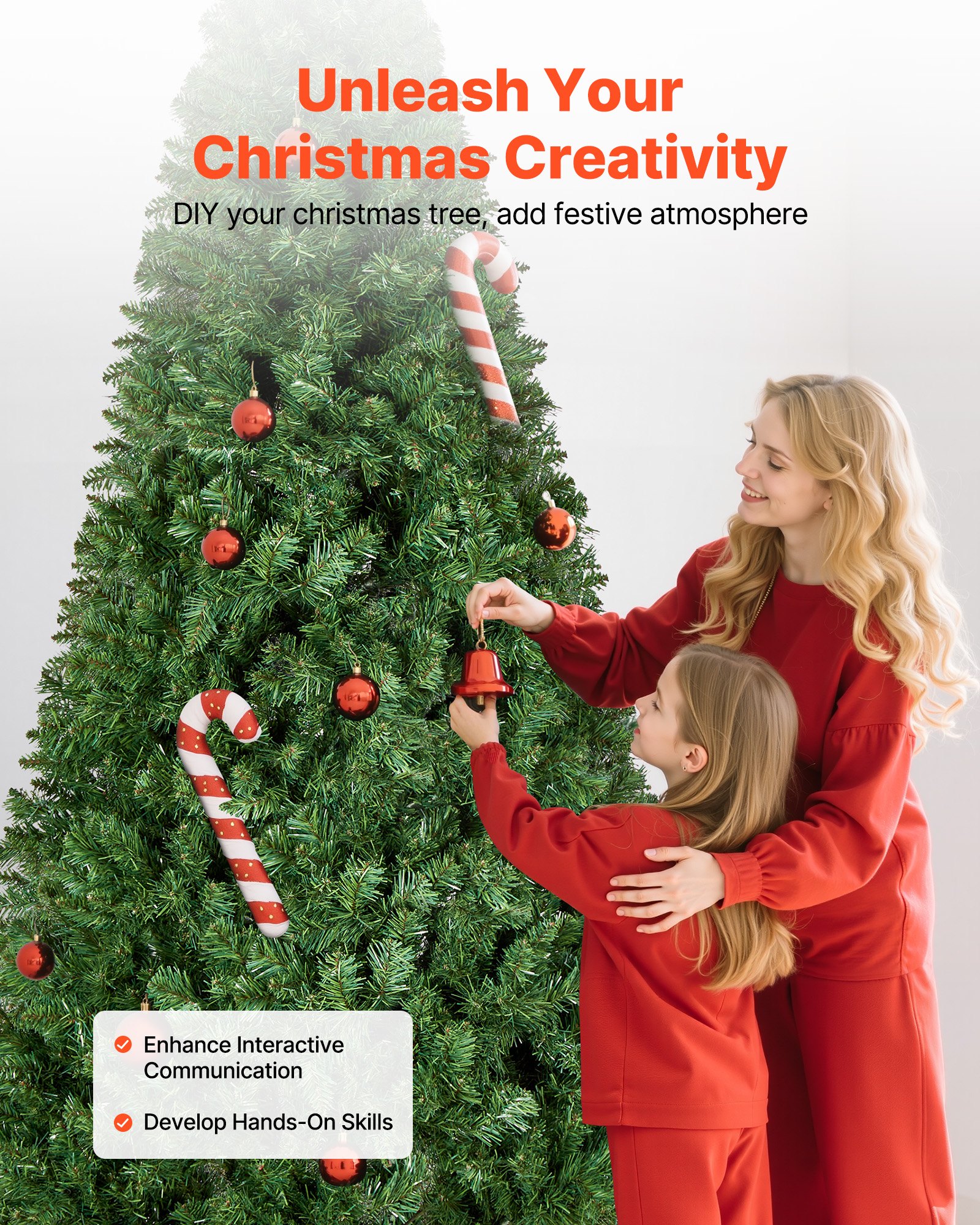 VEVOR Weihnachtsbaum künstlich, 2,2 m Tannenbaum, Christbaum, Naturgetreu, mit 1346 Zweigspitzen und stabilem Metallständer für die Dekoration von Zuhause, Partys und Büros