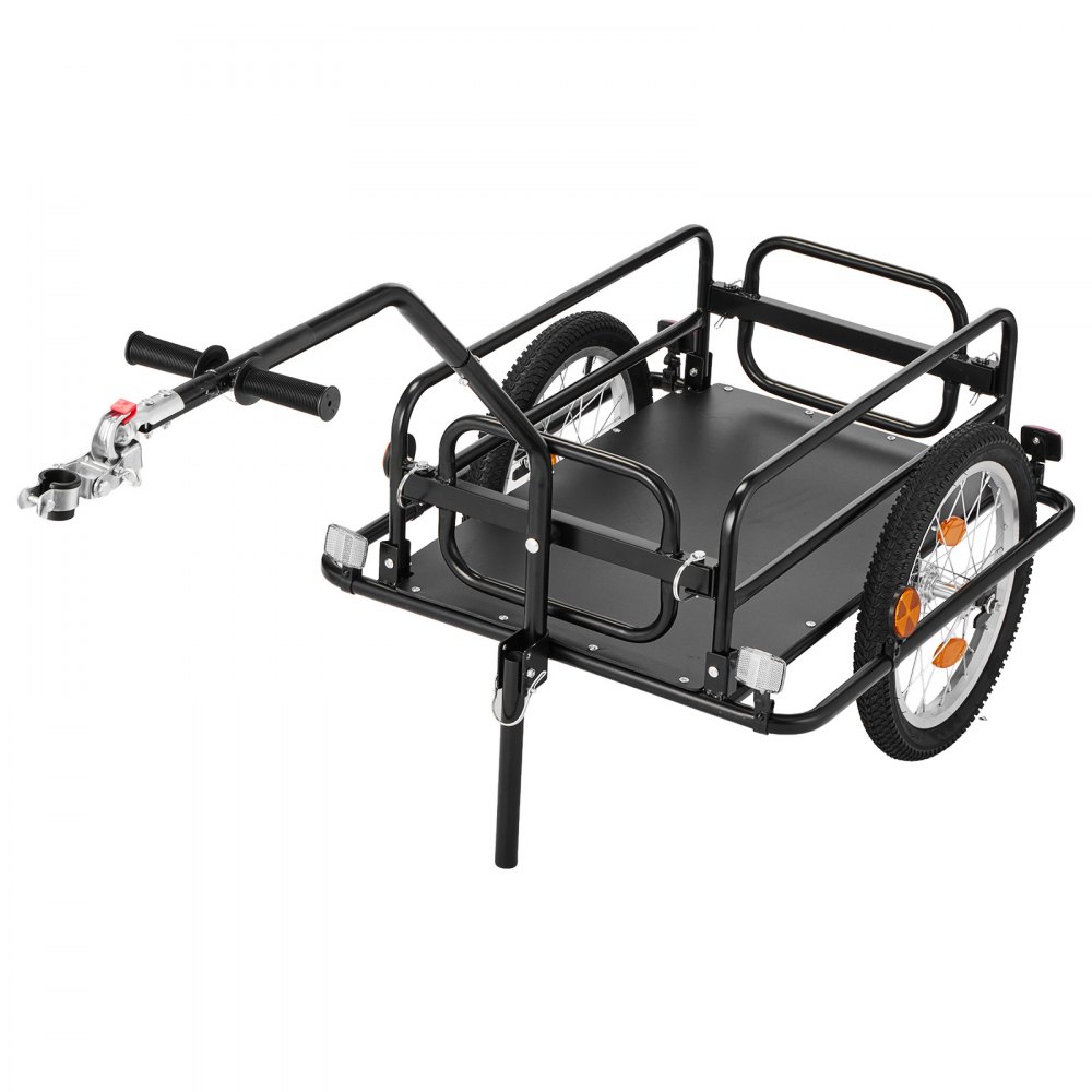 VEVOR Fahrradanhänger Lastenanhänger 2-in-1 Handwagen mit Kupplung 40 kg, Kohlenstoffstahl & 600D Oxford, Mit Deichsel, Reflektoren, Faltbares Design, Für 22-28 Zoll Räder, Fahrradwagen für Transport