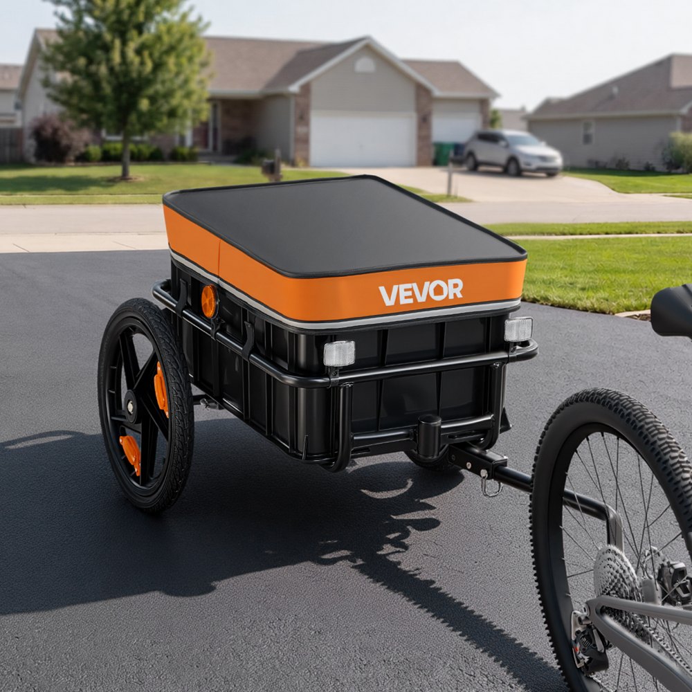 VEVOR Fahrradanhänger Lastenanhänger 2-in-1 Handwagen mit Kupplung 45 kg, Kohlenstoffstahl & 600D Oxford, Mit Regenschutz Deichsel & 6 Reflektoren, Für 22-28 Zoll Räder, Fahrradwagen für Transport