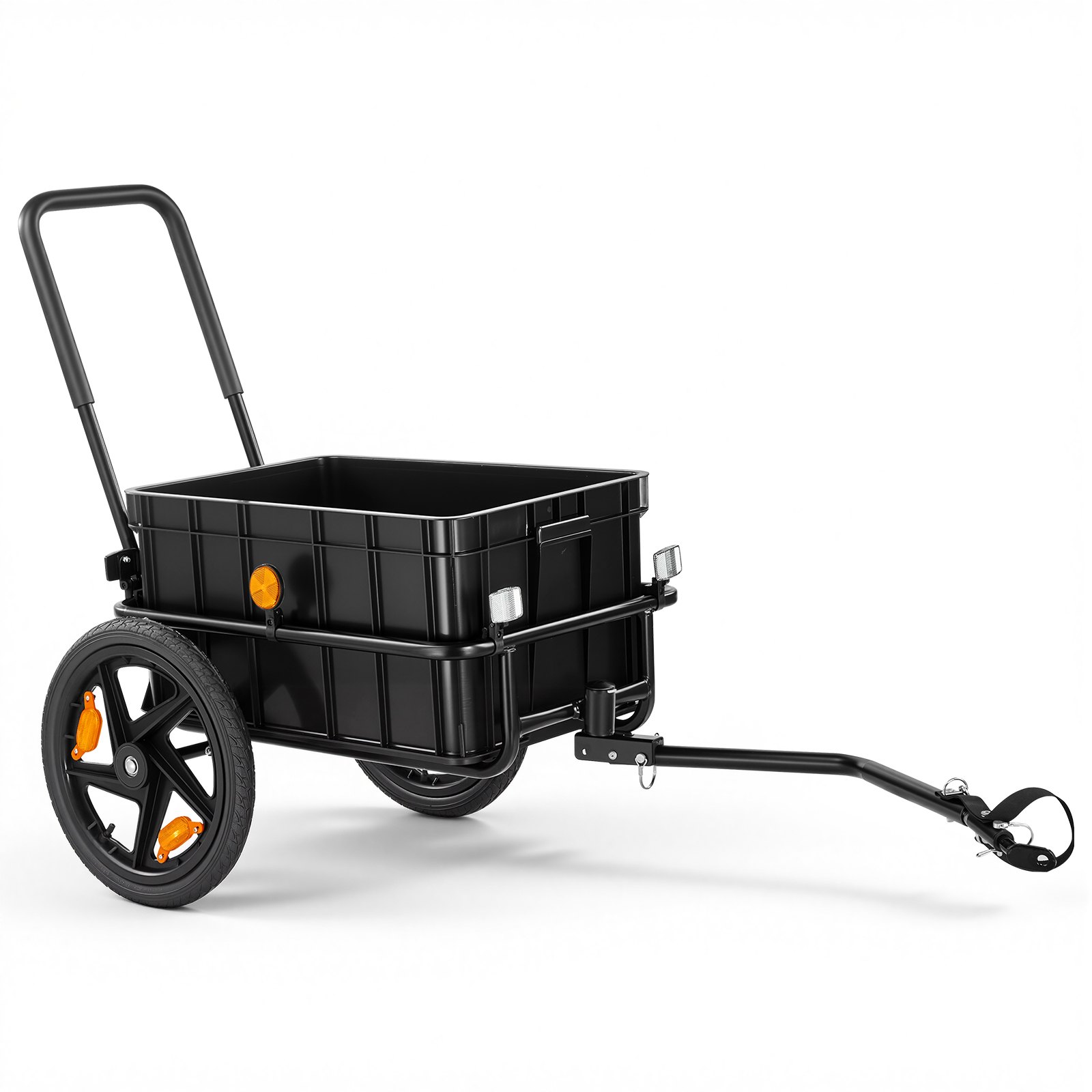 VEVOR Fahrradanhänger Lastenanhänger 2-in-1 Handwagen mit Kupplung 45 kg, Kohlenstoffstahl & 600D Oxford, Mit Regenschutz Deichsel & 6 Reflektoren, Für 22-28 Zoll Räder, Fahrradwagen für Transport