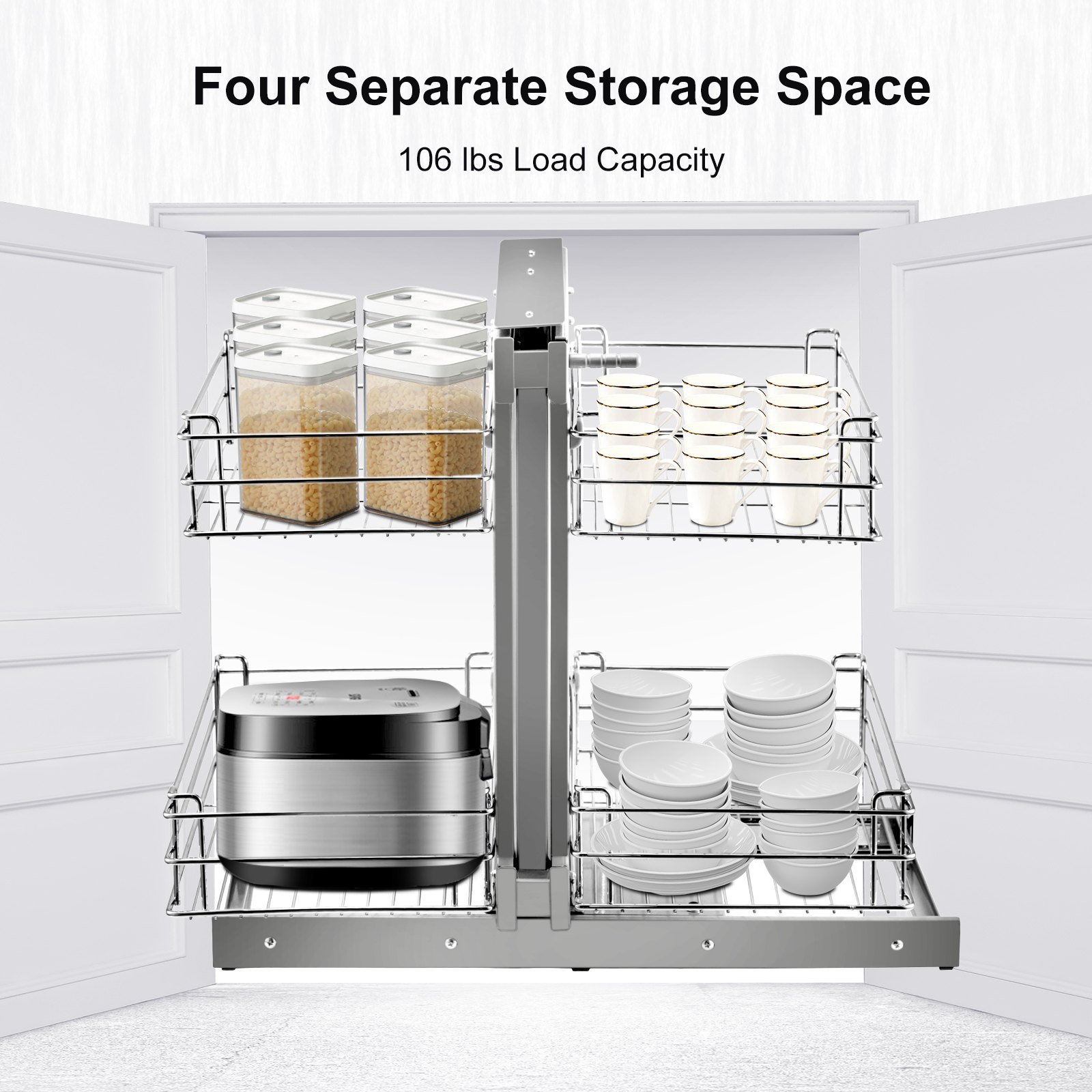 VEVOR Rollo-Eckschrank, ausziehbar, Chrom, Soft-Close-Blindecke, 15,7 Zoll