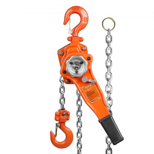 VEVOR Ratschenzug Stahl 0,75T Belastbarkeit Flaschenzug Hebezug 2,8m Hubhöhe Hebelzug Ф6x18mm Hubkettengröße Kettenzug 140N Zugkraft Strapazierfähige Doppelklinken-Bremse Ratschenkettenzug
