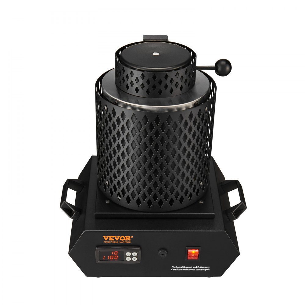 VEVOR Goldschmelzofen 1350 W, Elektrischer Digitaler Schmelzofen, 1150 ℃, elektrischer Schmelzofen mit 1 kg & 3 kg Graphittiegeln zum Schmelzen von Gold, Silber, Kupfer, Aluminium usw. Schwarz